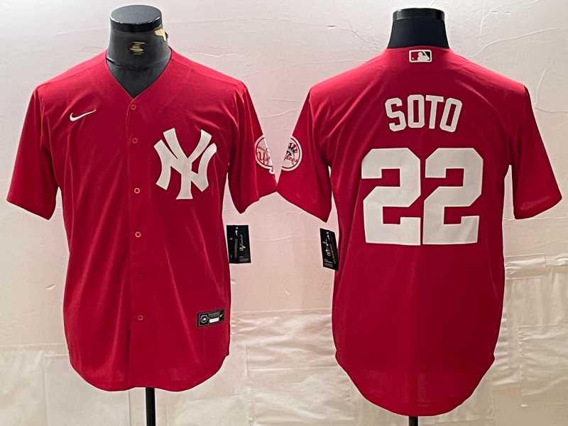 Men%27s New York Yankees #22 Juan Soto Red Fashion Cool Base Jersey->new york yankees->MLB Jersey